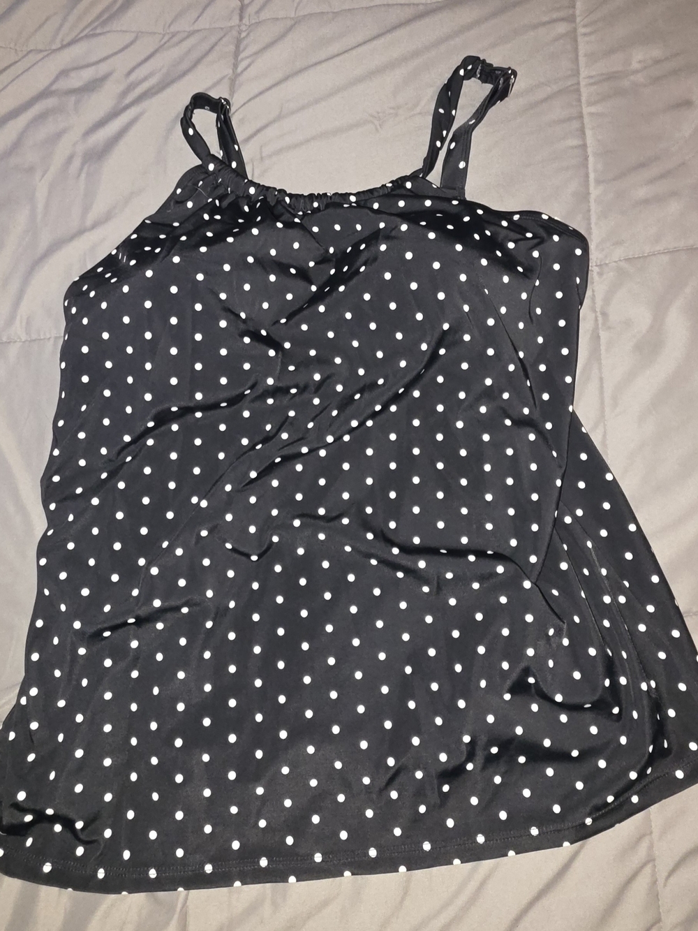 Swimsuits For All Black and White Polka Dot Tanktini